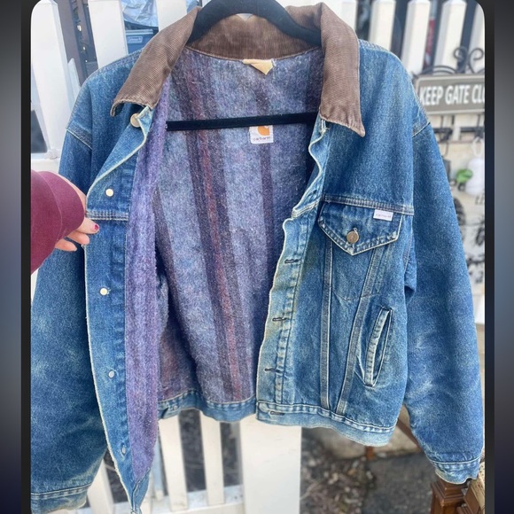 Carhartt 90s vintage Denim trucker jacket blanket lined size medium